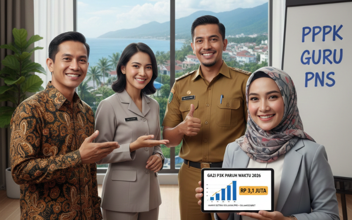 Gaji P3K paruh waktu 2026 di Sulawesi Barat hampir setara golongan PNS, mencapai Rp3,1 juta per bulan, tanpa tunjangan THR.