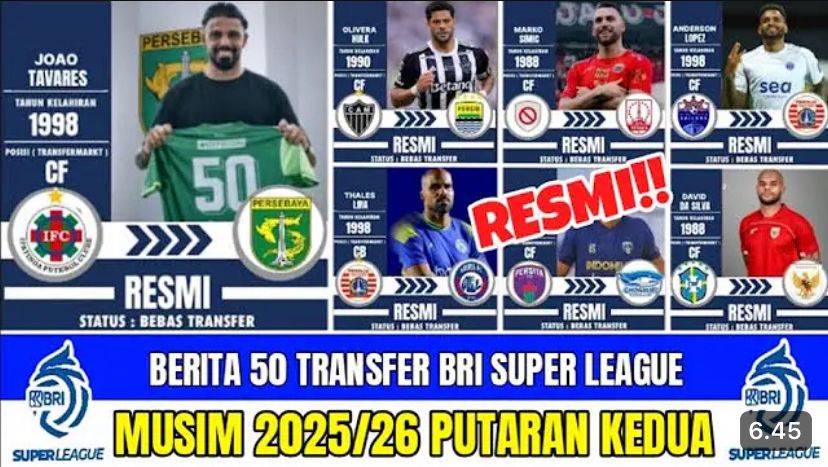 Transfer terpanas BRI Super League 2025-2026 putaran kedua memanas, dari naturalisasi David Da Silva hingga manuver klub besar.