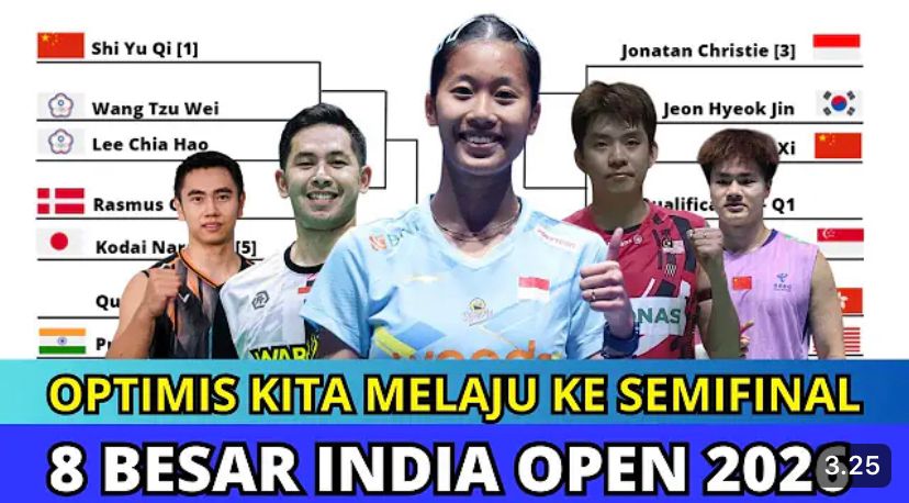 Jadwal dan hasil drawing 8 besar Yonex Sunrise India Open 2026. Putri KW dan Jonatan Christie hadapi lawan berat.