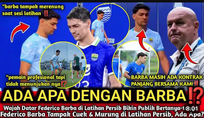 Federico Barba jadi sorotan usai tampil dingin di latihan Persib Bandung. Ekspresi datar bek Italia ini memicu spekulasi Bobotoh.