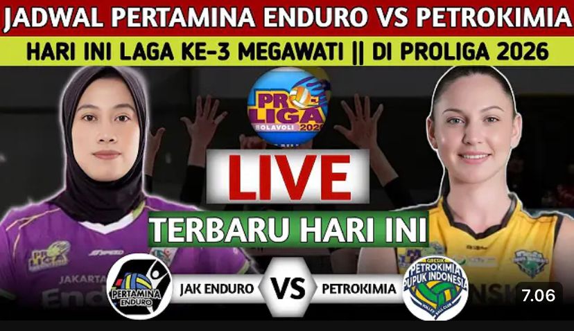 Jadwal Jakarta Pertamina Enduro vs Gresik Petrokimia Proliga 2026 dimajukan. Simak hasil laga, klasemen terbaru, dan head to head lengkap.