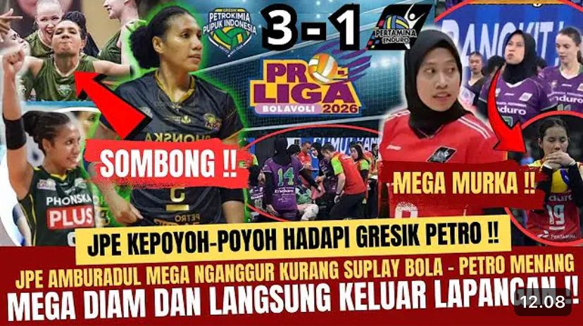 Mega tidak dimaksimalkan saat Jakarta Pertamina Enduro kalah dari Gresik Petrokimia di Proliga 2026. Isu internal JPE jadi sorotan.