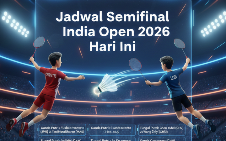 Jadwal semifinal India Open 2026 hari ini, Jonatan Christie vs Loh Kean Yew dan duel panas para unggulan di Yonex Sunr India Open.