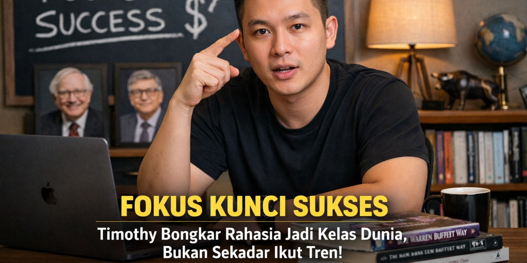 Fokus kunci sukses menurut investor Timothy: hindari shiny object, pilih industri tepat, dan konsisten agar jadi kelas dunia.