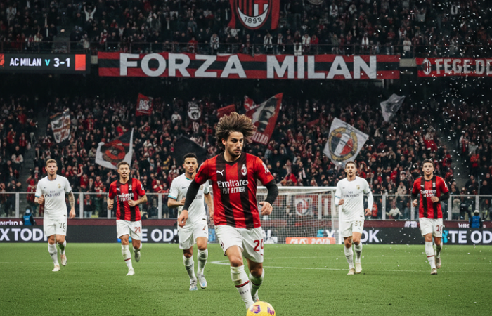 Pemain AC Milan berusaha mengamankan tiga poin di Serie A. Rossoneri menegaskan fokus utama musim ini adalah finis di posisi empat besar demi tiket Liga Champions.