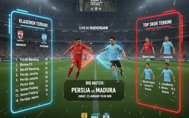 Jadwal Liga 1 Super League 2025 2026 pekan 18 lengkap, klasemen terbaru, top skor, big match Persija vs Madura, live Indosiar.