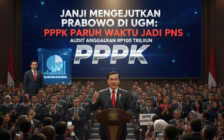 Janji Prabowo soal PPPK Paruh Waktu jadi PNS mencuat di UGM. Audit anggaran Rp100 triliun disiapkan demi keadilan ASN.