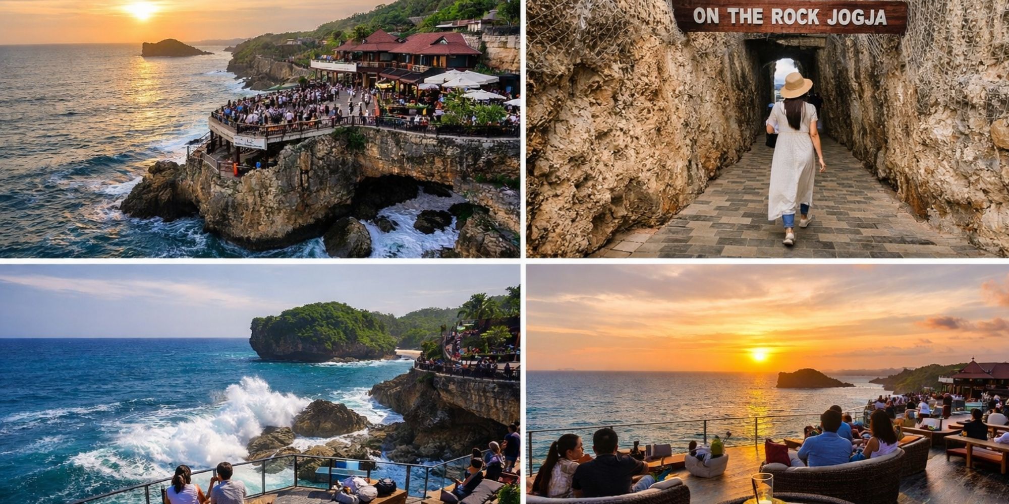 On The Rock Jogja viral usai soft opening. Wisata baru Gunung Kidul dengan vibes Bali, panorama laut lepas, spot sunset, dan kuliner hits.