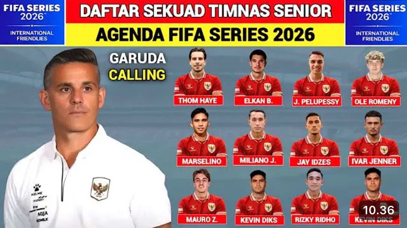 Skuad terbaru Timnas Indonesia senior untuk FIFA Series 2026 bocor! Cek lawan, jadwal resmi, dan tanggal kumpul pemain Garuda.
