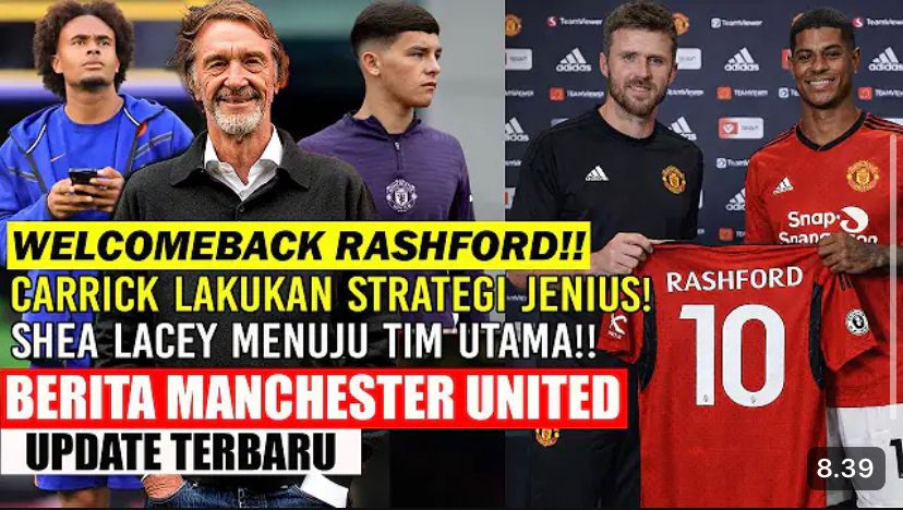 Michael Carrick Manchester United pantau tim U-21, angkat Shea Lacey ke tim utama, plus isu Rashford pulang dan Zirkzee ditahan.