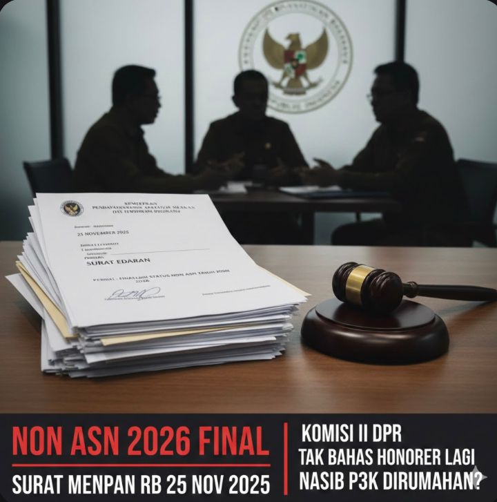 Non ASN tak lagi dibahas Komisi 2 DPR. Surat PANRB 25 November 2025 tegaskan afirmasi final, nasib honorer dan P3K dirumahkan disorot.