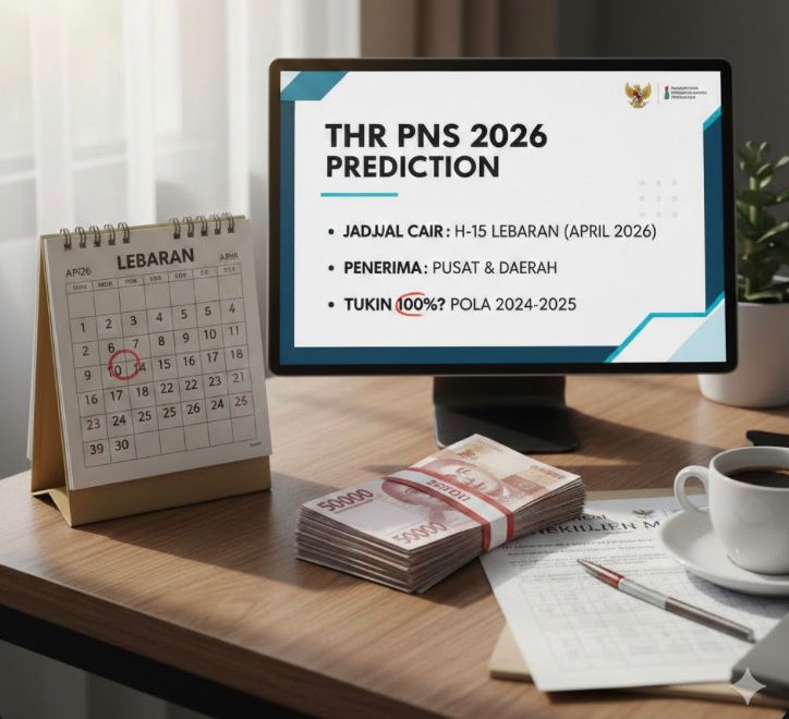 Prediksi THR PNS 2026: jadwal cair H-15 Lebaran, daftar penerima pusat-daerah, hingga peluang tukin 100% ikut pola 2024-2025.