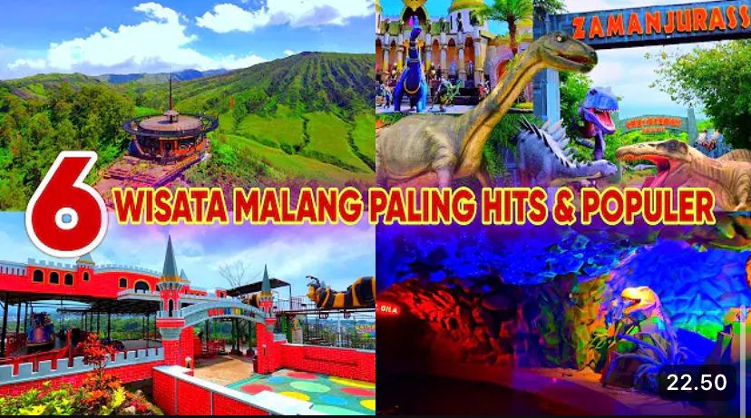 6 tempat wisata Malang Jawa Timur paling favorit: Baloga, Dino Park Jatim Park 3, Bromo, Bromo Hillside, Coban Rondo, NK Cafe.