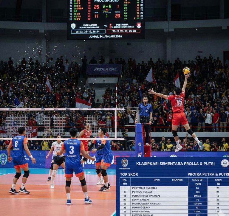 Update Proliga 2026 24 Januari: Livin Mandiri menang, Pertamina Enduro tekuk Popsivo 3-0, klasemen & top skor terbaru!