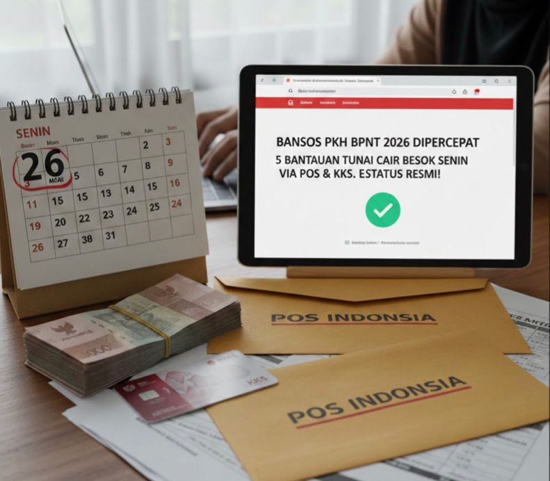 Bansos PKH BPNT 2026 disebut dipercepat. 5 bantuan tunai diklaim cair besok Senin via Pos dan KKS. Cek status resmi!