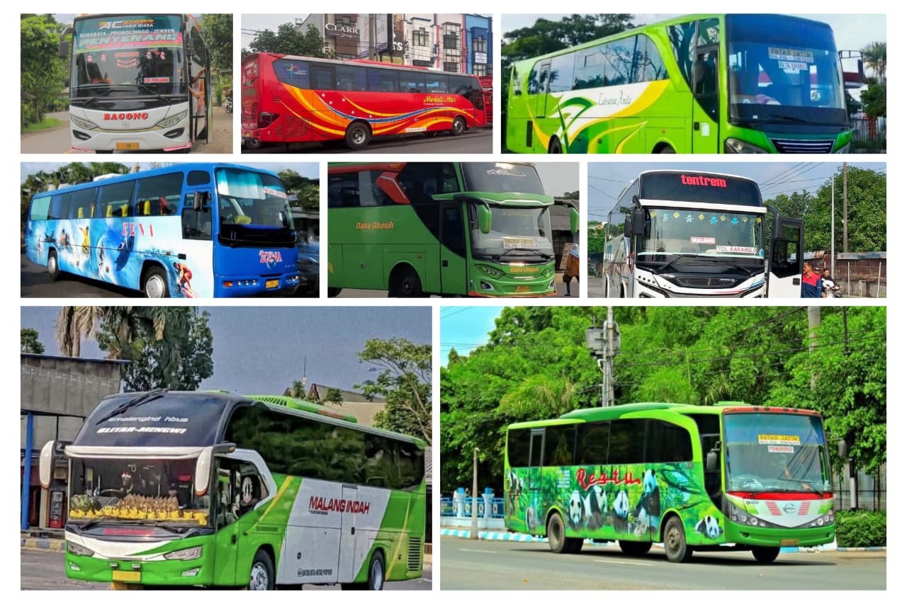 Beragam bus asal Malang yang meramaikan dunia transportasi Jawa Timur.