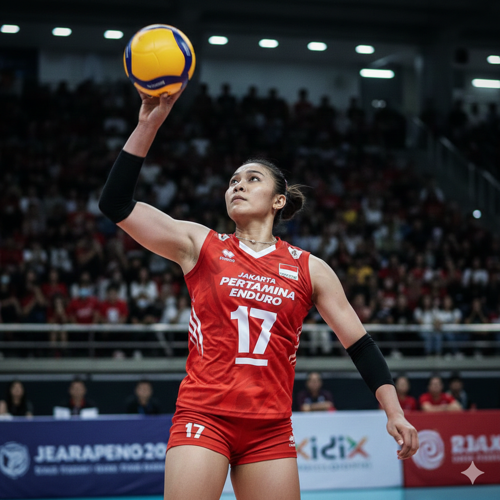 Megawati Hangestri tampil gemilang bawa Pertamina Enduro menang telak di Proliga 2026, disorot Asia hingga muncul isu duet maut.