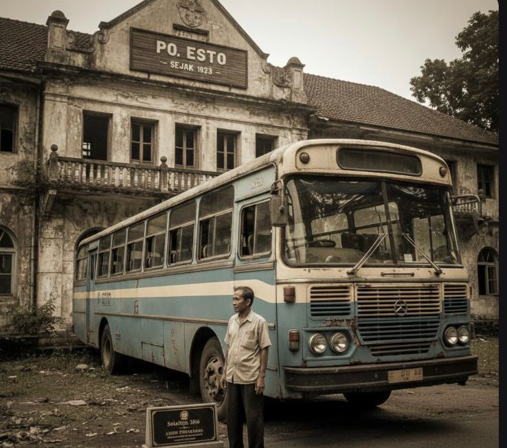 PO Esto bus tertua di Indonesia berdiri sejak 1923 di Salatiga. Pernah punya 100 armada, lalu meredup hingga gulung tikar 2016.