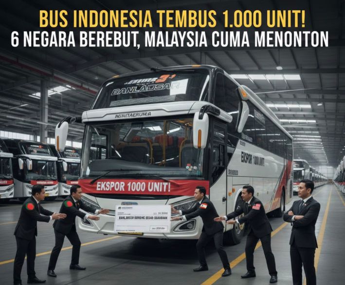 Ekspor bus Indonesia tembus 1.000 unit! 6 negara berebut, Bangladesh borong besar-besaran. Malaysia disebut cuma menonton.