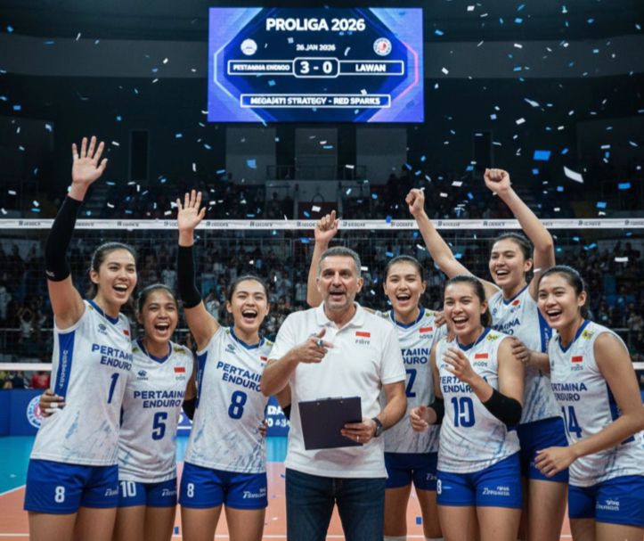 Proliga 2026: Pertamina Enduro menang 3-0, Bulent Karslioglu sebut strategi Red Sparks dari Megawati jadi kunci kemenangan!