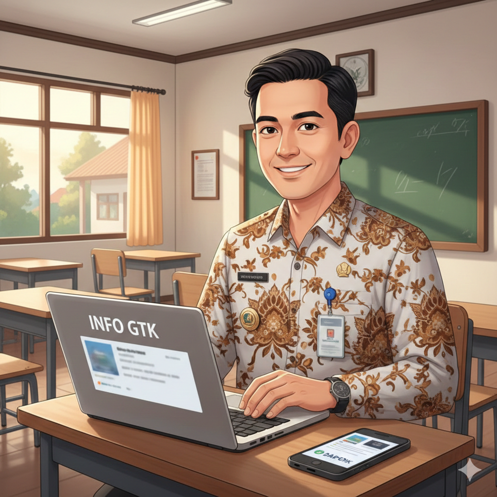 Guru ASN mengecek Info GTK sebagai bagian dari proses validasi data untuk pencairan TPG THR 100% 2026 yang ditargetkan sebelum 30 Juni 2026.