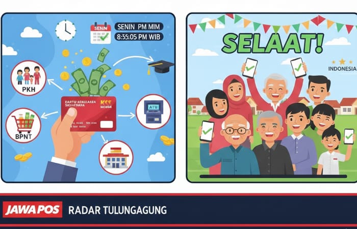 Percepatan bantuan sosial tunai: lima bansos cair merata mulai Senin. PKH, BPNT, Atensi API, hingga PIP mulai masuk rekening.