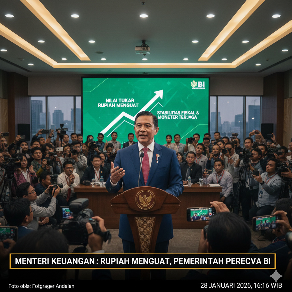Nilai tukar rupiah diyakini terus menguat. Menkeu serahkan stabilisasi rupiah ke Bank Indonesia dan fokus perkuat ekonomi.(Gemini AI)