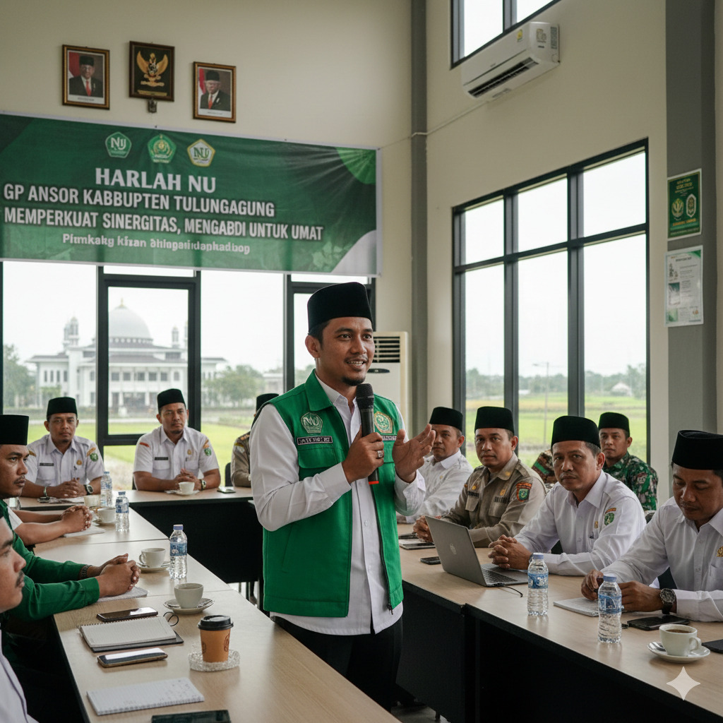 Penguatan sinergitas antarkader menjadi fokus utama GP Ansor Tulungagung dalam menjalankan roda organisasi dan program keumatan.(Ilustrasi Gemini AI)
