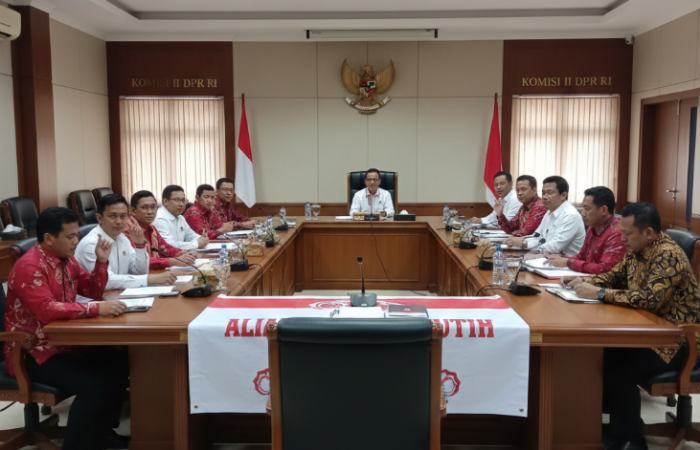 Perwakilan P3K lintas profesi dari Aliansi Merah Putih melakukan audiensi dengan Komisi II DPR RI untuk mendorong kebijakan alih status P3K ke PNS.