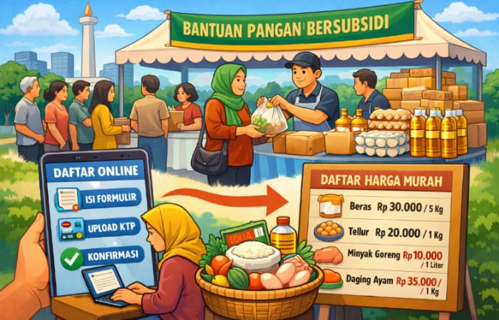 Bantuan pangan bersubsidi Jakarta dibuka lagi. Simak cara daftar online, jadwal ambil, dan daftar harga murah di Food Station.