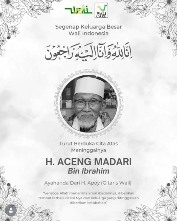 Apoi Wali Band kehilangan ayah tercinta Haji Aceng Madari. (Sumber: Instagram @bandwaliofficial)