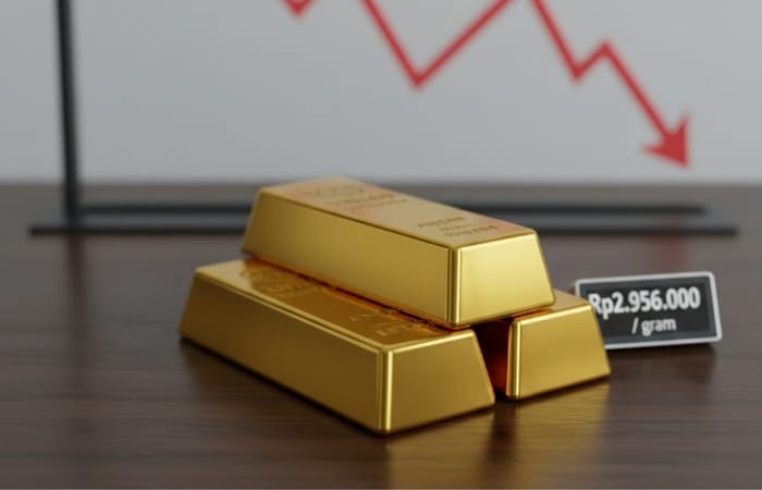 Harga emas hari ini 5 Februari 2026 turun Rp17.000. Cek harga emas Antam dan buyback terbaru di sini!
