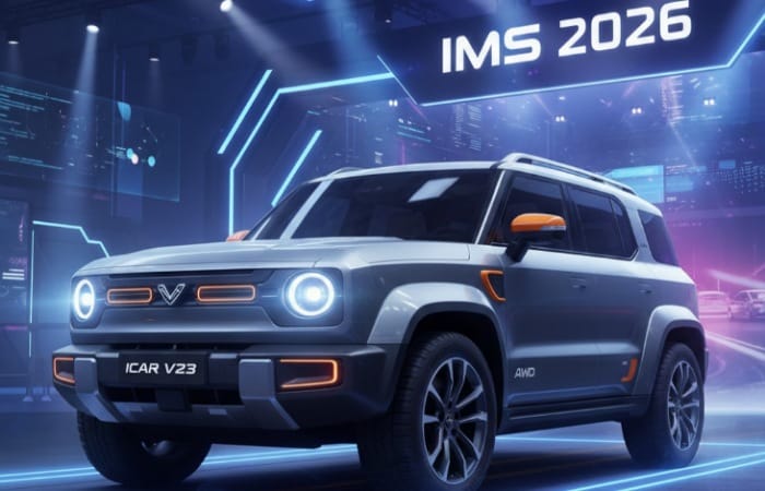 ICAR V23 resmi meluncur di IMS 2026, SUV listrik retro-modern dengan AWD, ground clearance 210 mm, dan konsep Born to Play.