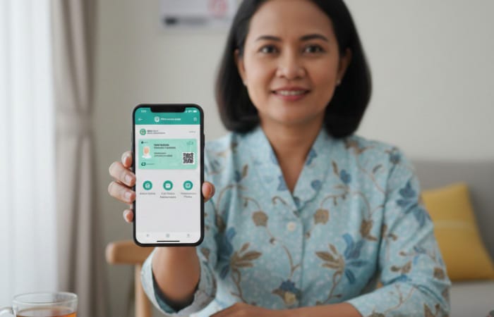kartu BPJS Kesehatan digital di aplikasi Mobile JKN yang kini bisa digunakan untuk berobat, antrean online, dan cek status BPJS gratis maupun mandiri tanpa kartu fisik.