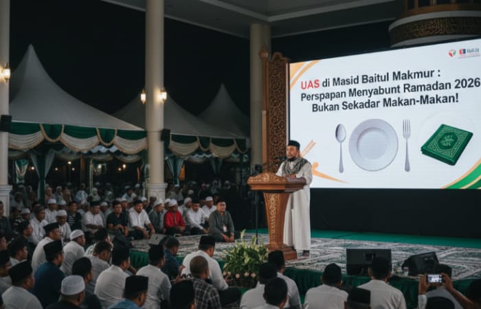 Simak pesan mendalam Ustaz Abdul Somad (UAS) di Masjid Baitul Makmur tentang silaturahim dan persiapan menyambut bulan suci Ramadan 2026