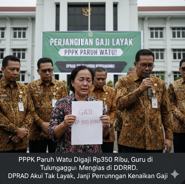 PPPK Paruh Waktu digaji Rp350 ribu, guru di Tulungagung menangis di DPRD. DPRD akui tak layak, janji perjuangkan kenaikan gaji.