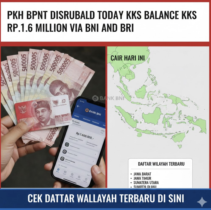 PKH BPNT cair hari ini lagi di sejumlah daerah. Saldo KKS masuk hingga Rp1,6 juta lewat BNI dan BRI. Cek daftar wilayah terbaru di sini.
