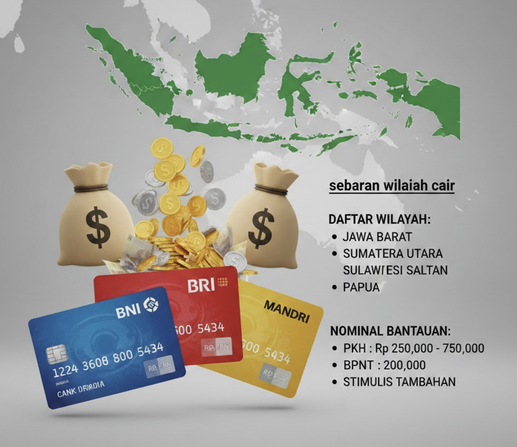 PKH BPNT tahap 1 cair kembali di sejumlah daerah lewat BNI, BRI, dan Mandiri. Cek daftar wilayah, nominal bantuan, dan info stimulus terbaru.