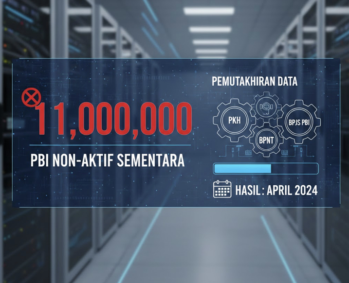 11 juta PBI dinonaktifkan sementara. Pemerintah lakukan pemutakhiran data PKH, BPNT, dan BPJS PBI, hasilnya ditargetkan April.