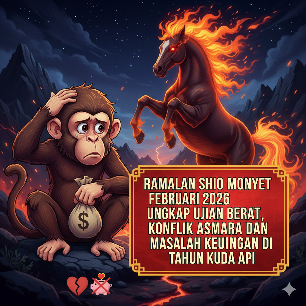 Ramalan Shio Monyet Februari 2026 ungkap ujian berat, konflik asmara dan masalah keuangan di Tahun Kuda Api.