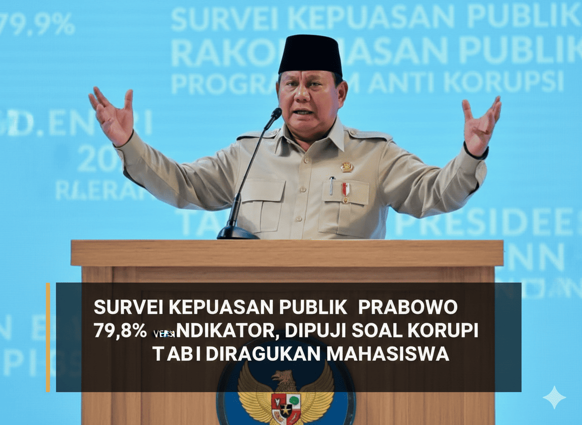 Survei Kepuasan Publik Prabowo 79,9% Versi Indikator, Dipuji Soal Korupsi tapi Diragukan Mahasiswa