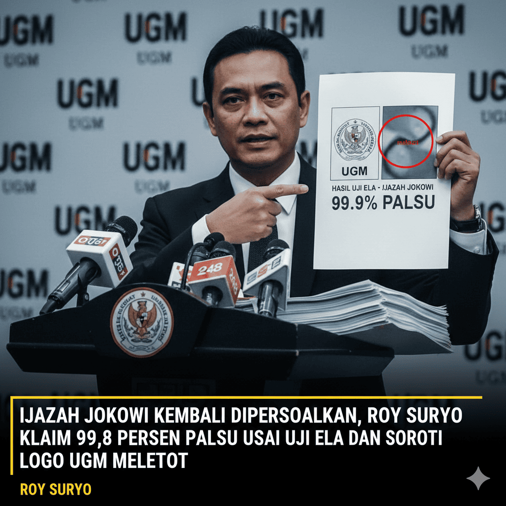 Ijazah Jokowi Kembali Dipersoalkan, Roy Suryo Klaim 99,9 Persen Palsu Usai Uji ELA dan Soroti Logo UGM Meletot
