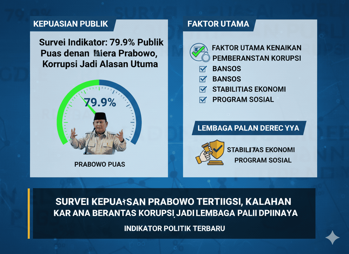 Survei Indikator: 79,9% Publik Puas dengan Kinerja Prabowo, Pemberantasan Korupsi Jadi Alasan Utama