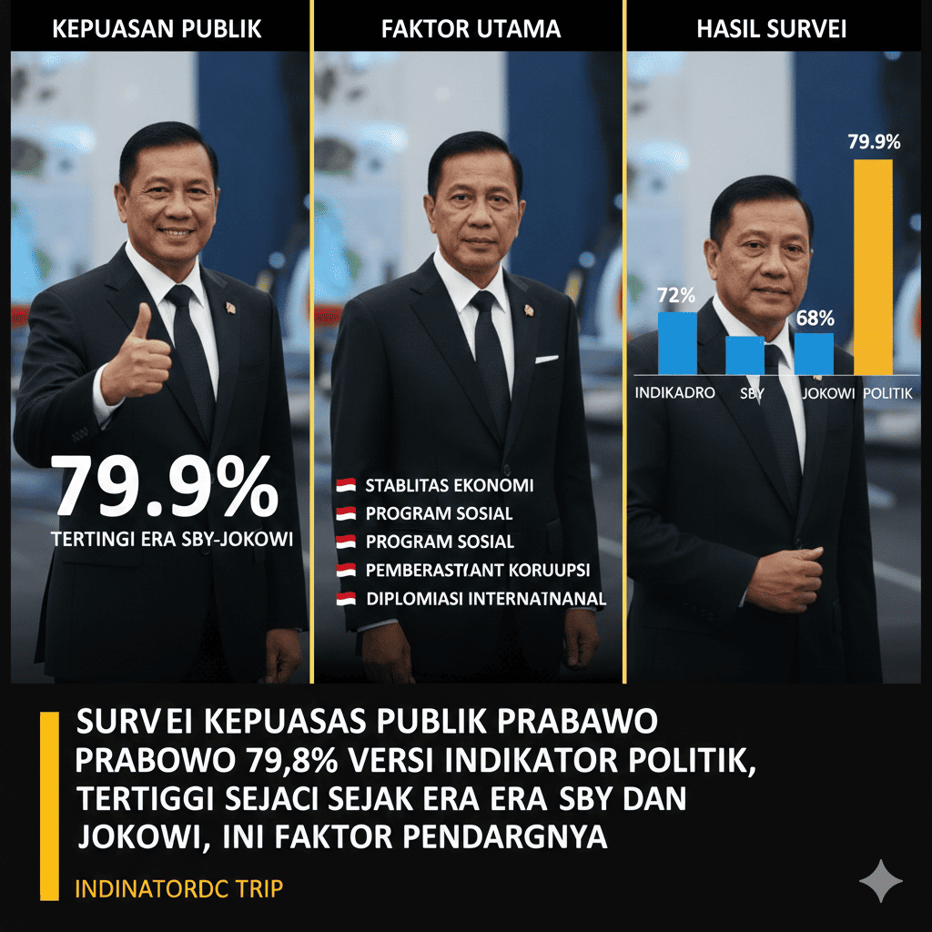Survei Kepuasan Publik Prabowo 79,9% Versi Indikator Politik, Tertinggi Sejak Era SBY dan Jokowi, Ini Faktor Pendorongnya