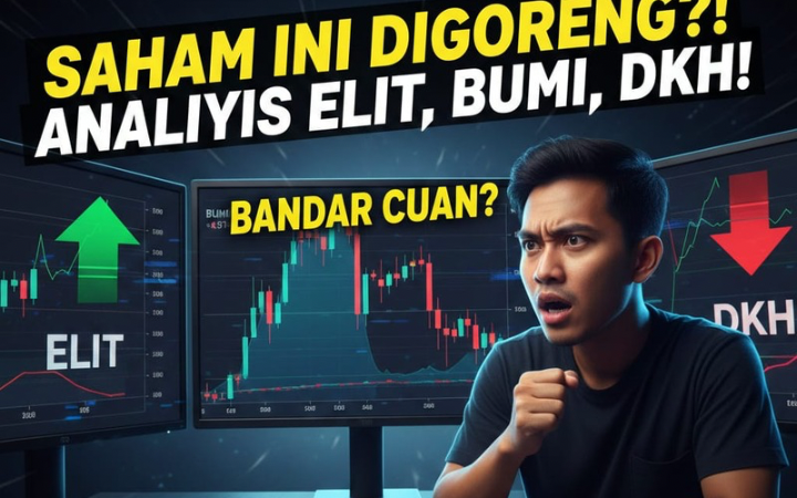 Analisis saham ELIT, BUMI, dan DKH terbaru. Cek pergerakan bandar, support krusial, dan potensi target 240.