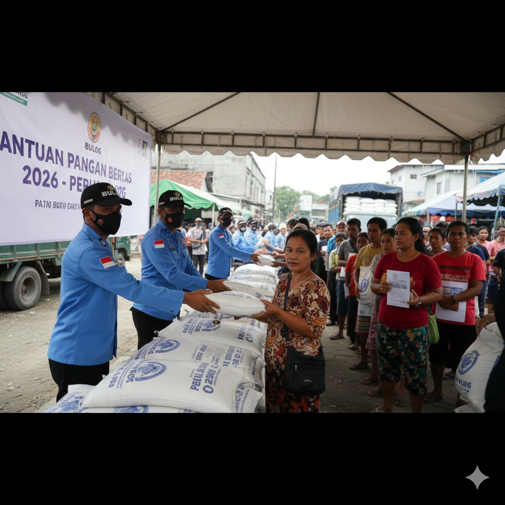 Distribusi bansos beras 2026 resmi dimulai dengan total alokasi 720.000 ton. Setiap keluarga penerima manfaat mendapat 10 kg beras melalui titik distribusi yang ditunjuk pemerintah.