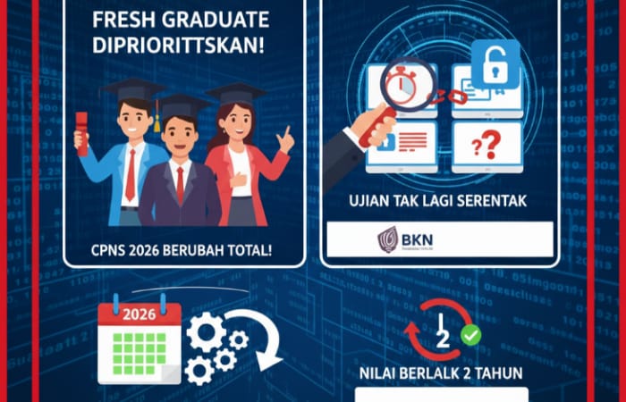 CPNS 2026 diproyeksikan berubah total: fresh graduate diprioritaskan, ujian tak serentak dan nilai berlaku 2 tahun.