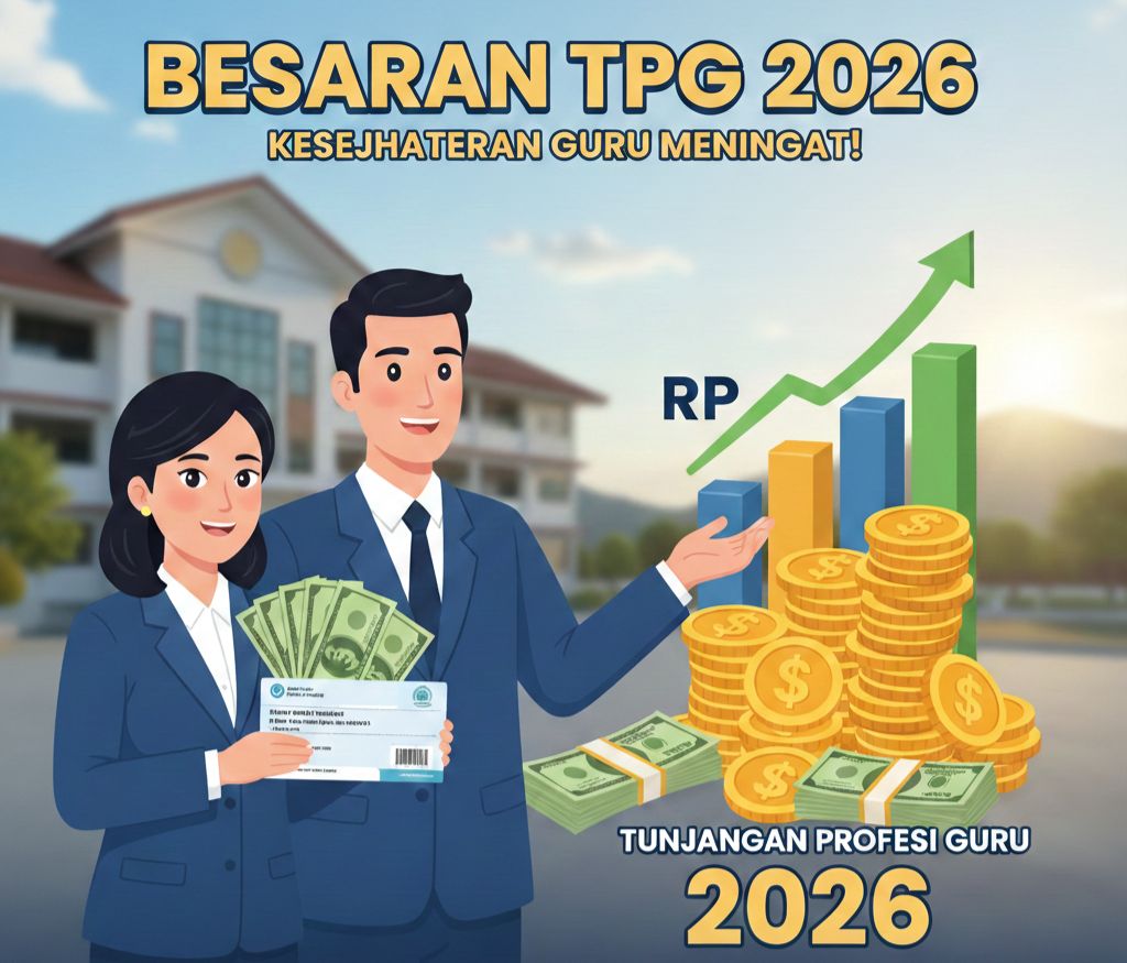 Besaran TPG 2026 cair bulanan mulai Januari. Guru ASN terima 1 kali gaji pokok, non-ASN naik jadi Rp2 juta.