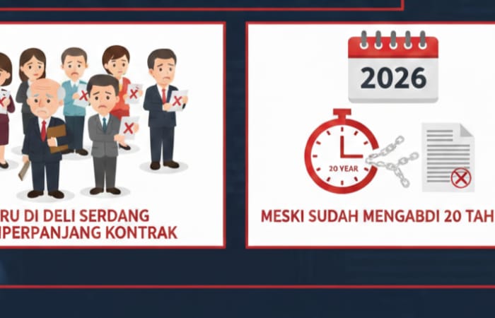 Guru PPPK 2026 di Deli Serdang tak diperpanjang kontrak. 14 guru kehilangan pekerjaan meski sudah 20 tahun mengabdi.