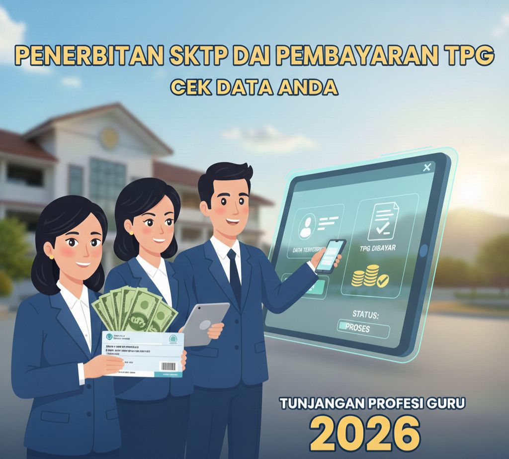 Jadwal penerbitan SKTP dan pencairan TPG Februari 2026 resmi dirilis. Pastikan data valid di Dapodik dan Info GTK sebelum batas sinkronisasi.